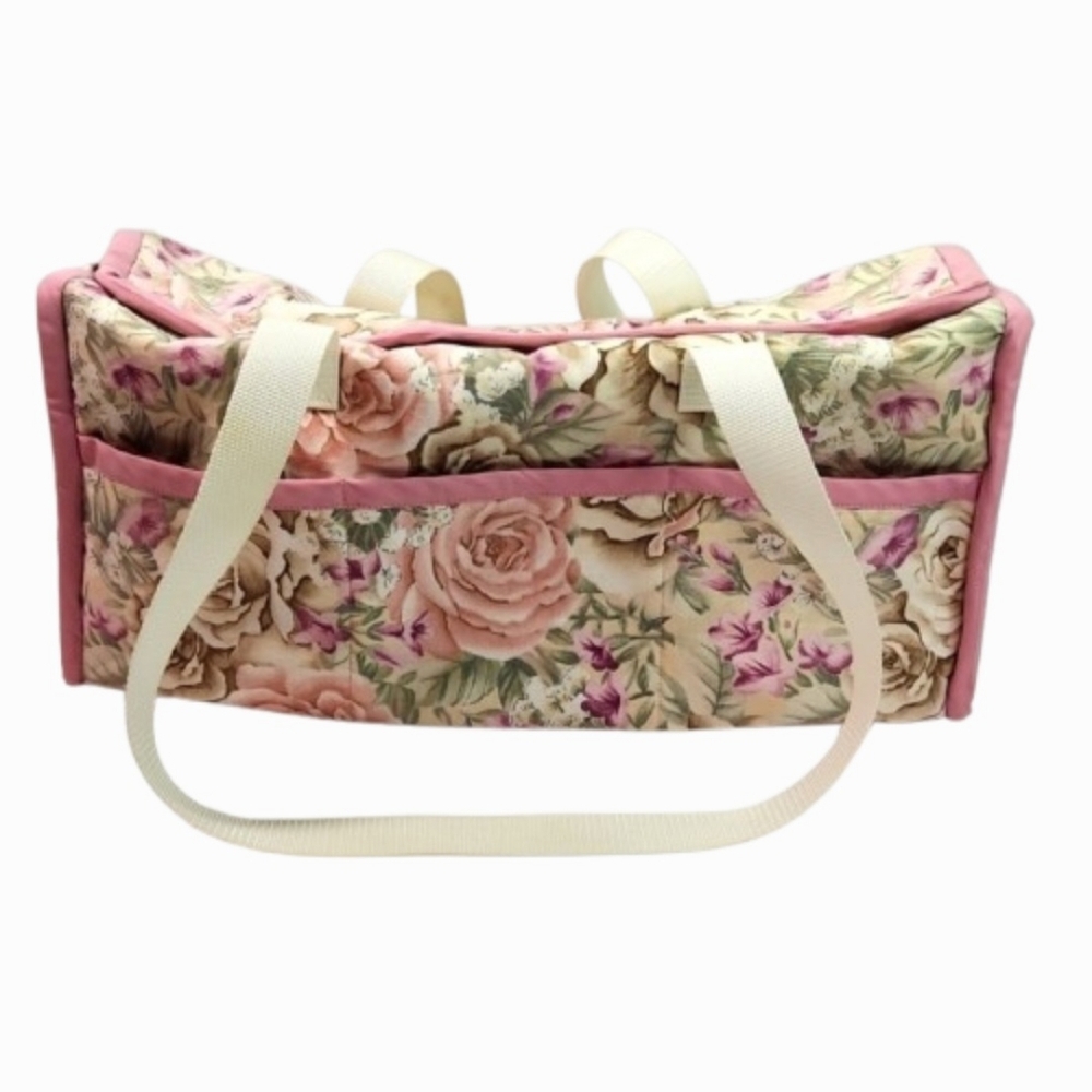 Craft Bag Fabric Hobby Stitch Sew Tote Floral Retro Design
